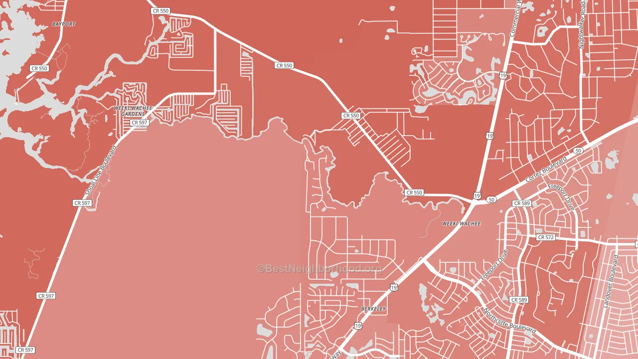 Weeki Wachee, FL block-group political-lean map