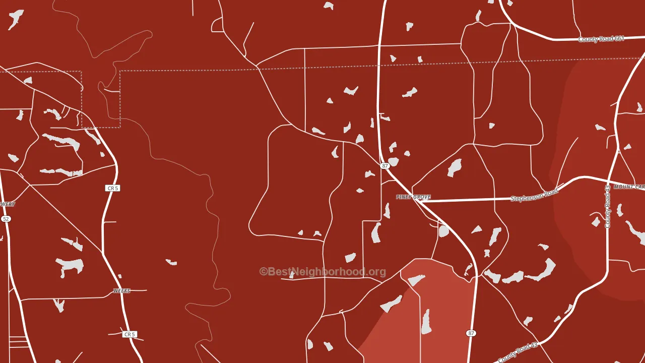 Weeks, AL block-group political-lean map