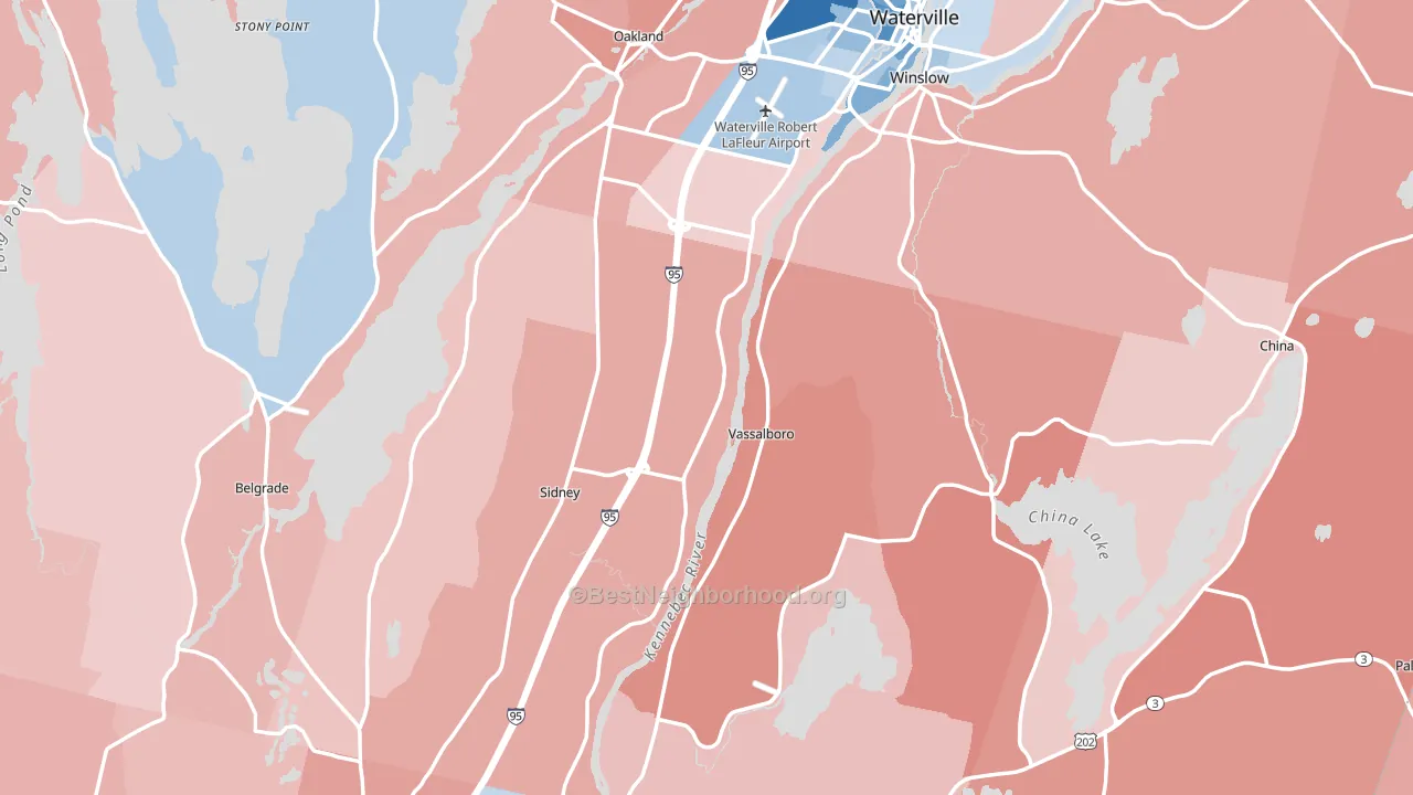 Weeks Mills, ME block-group political-lean map