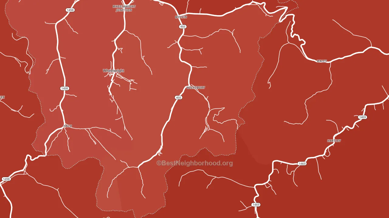 Weeksbury, KY block-group political-lean map