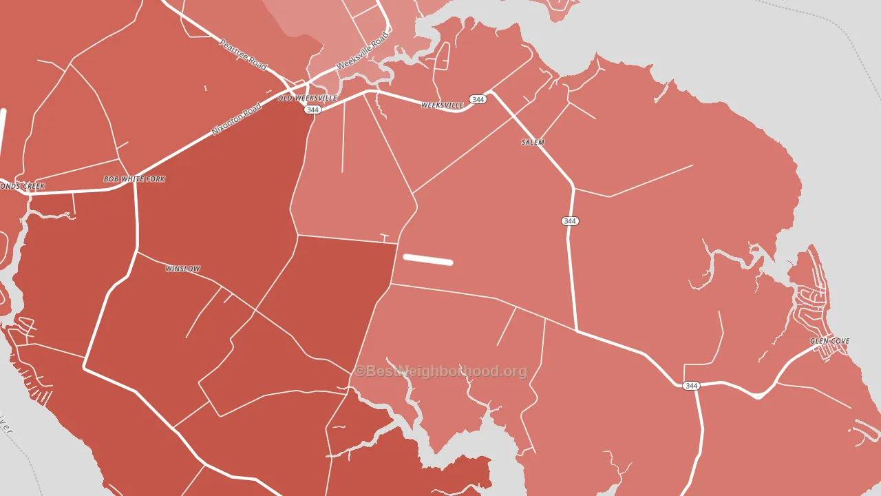 Weeksville, NC block-group political-lean map