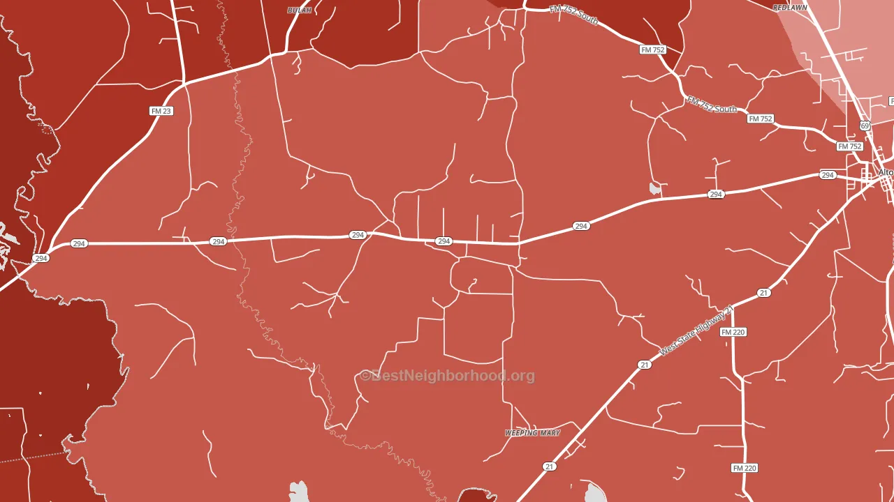 Weeping Mary, TX block-group political-lean map