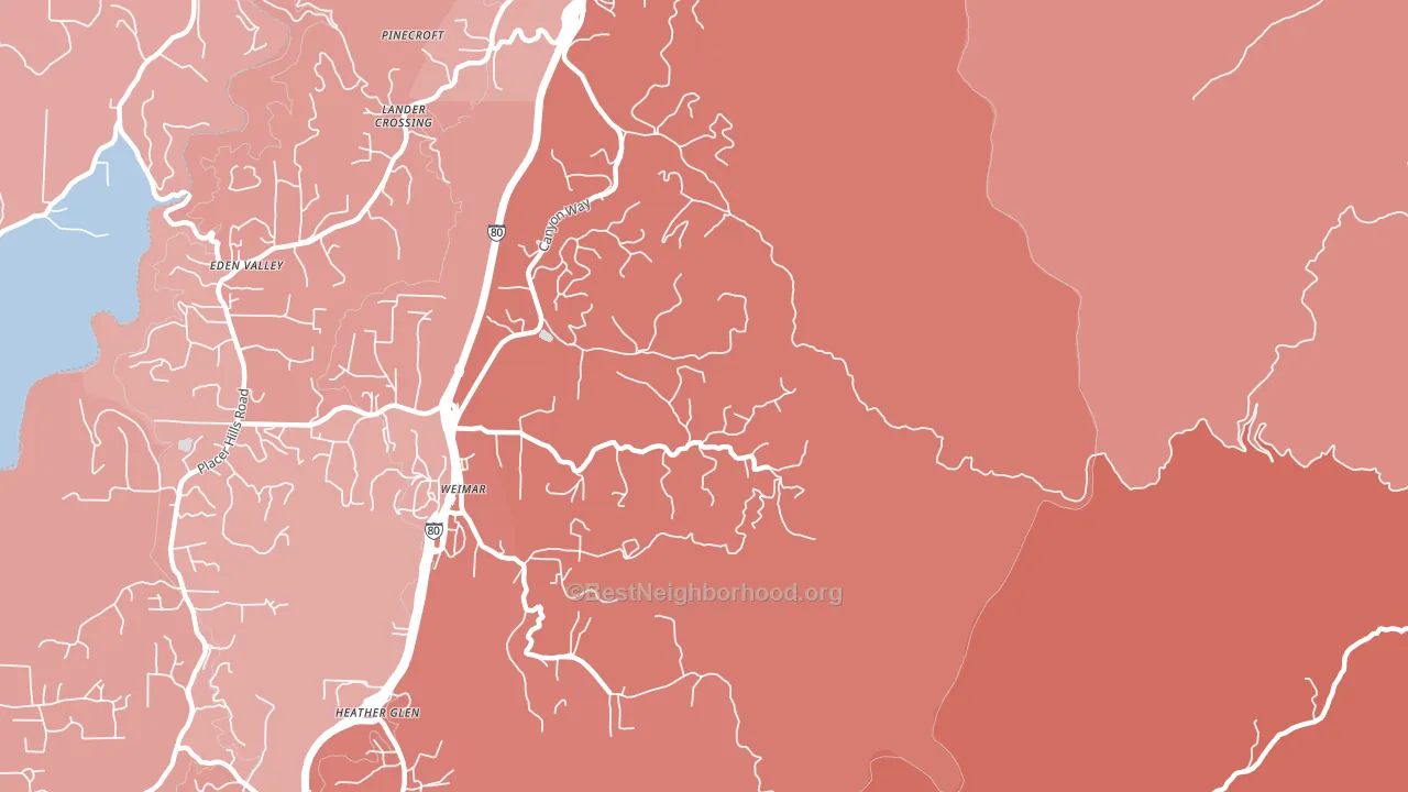 Weimar, CA block-group political-lean map