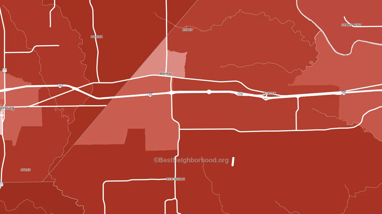 Weimar, TX block-group political-lean map