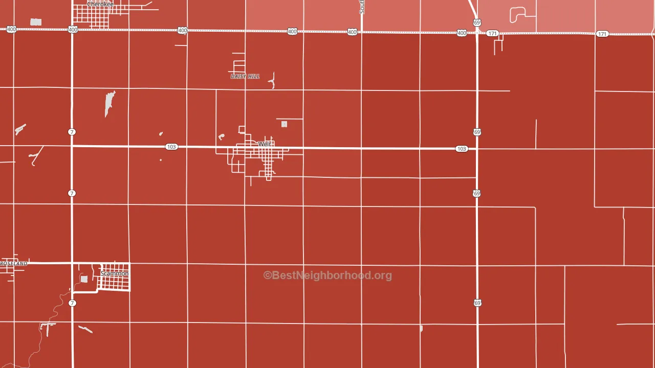 Weir, KS block-group political-lean map