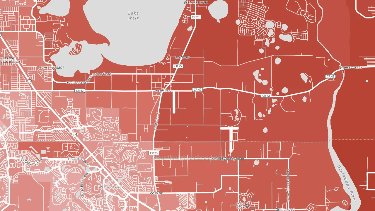 Weirsdale, FL block-group political-lean map