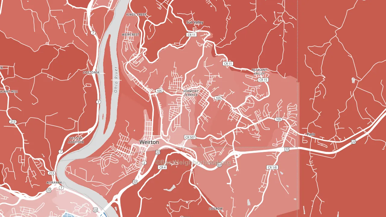 Weirton, WV block-group political-lean map