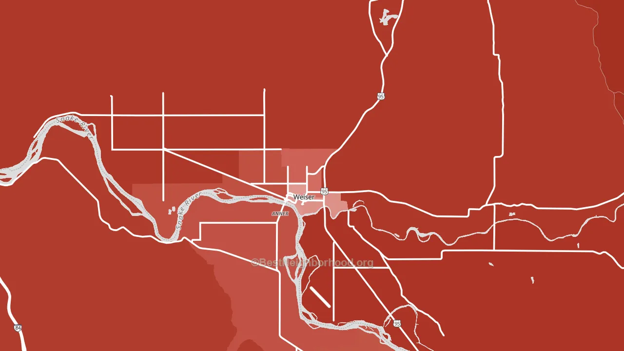 Weiser, ID block-group political-lean map