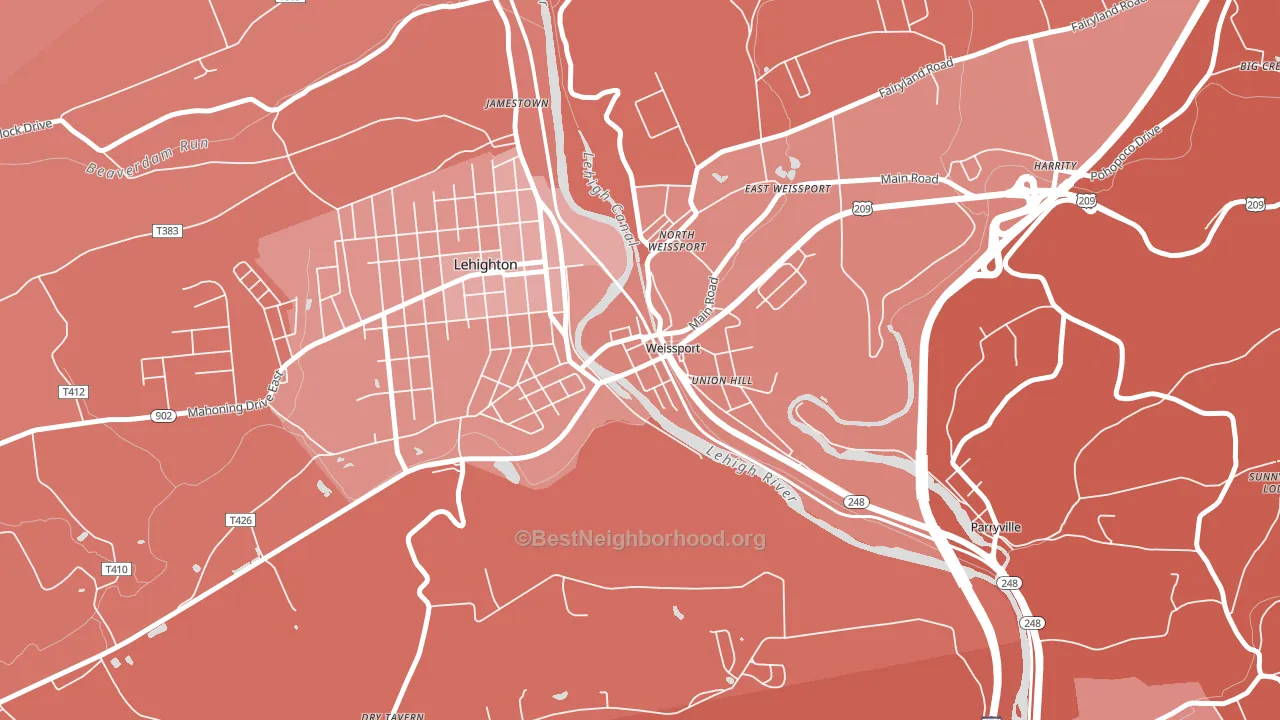 Weissport, PA block-group political-lean map