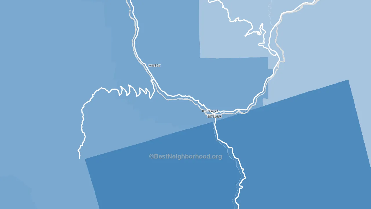 Weitchpec, CA block-group political-lean map