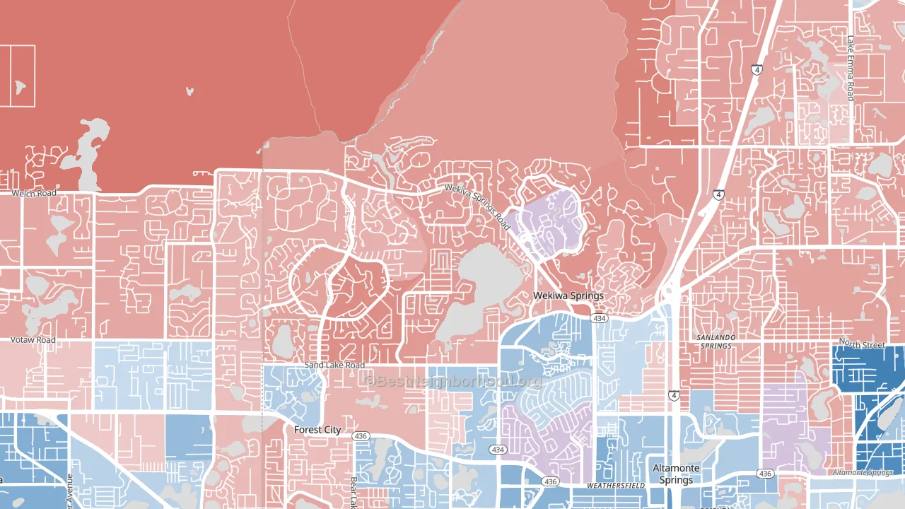 Wekiwa Springs, FL block-group political-lean map
