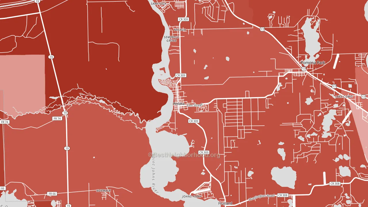Welaka, FL block-group political-lean map
