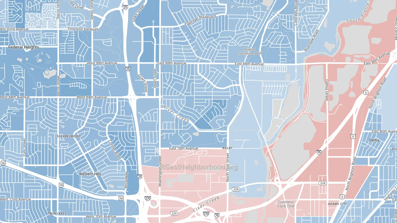 Welby, CO block-group political-lean map