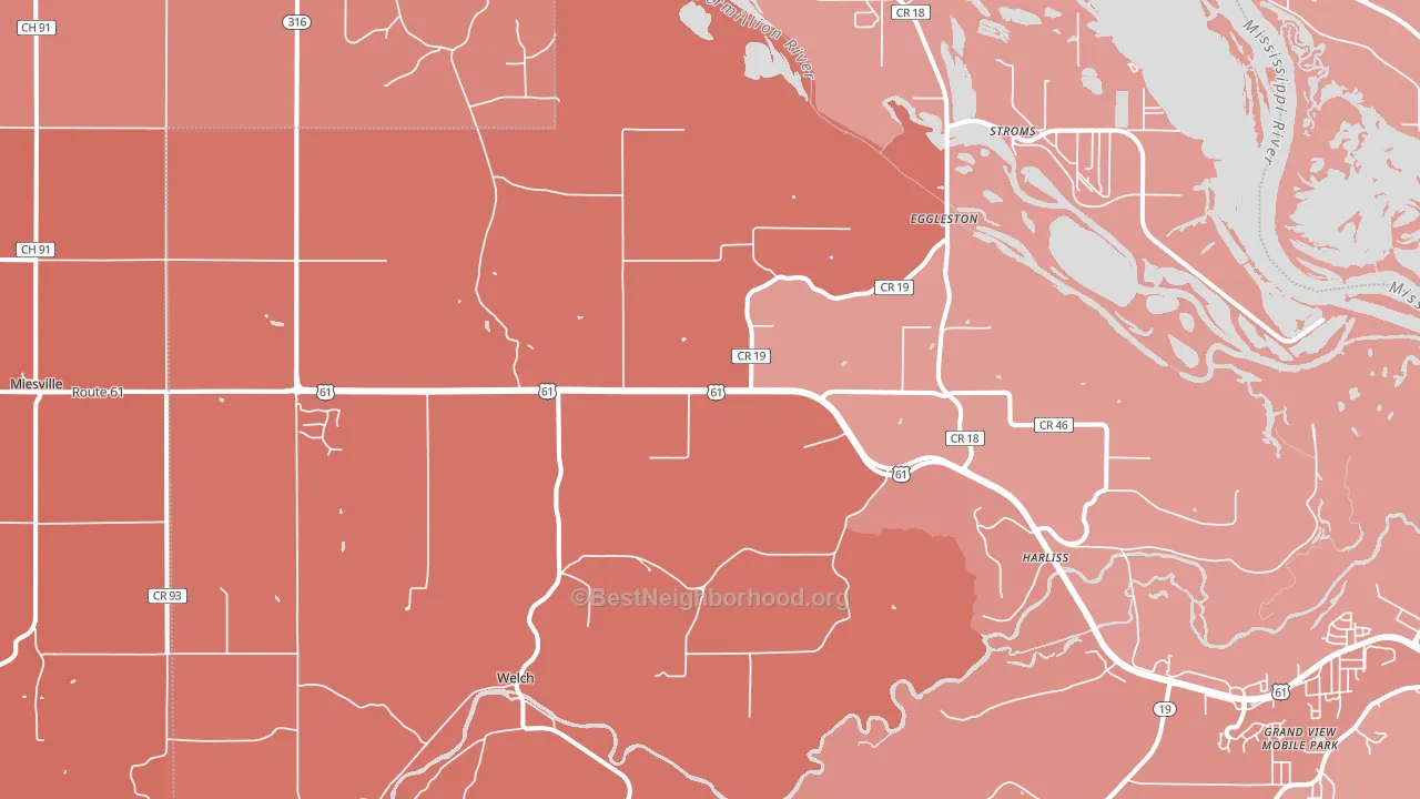 Welch, MN block-group political-lean map