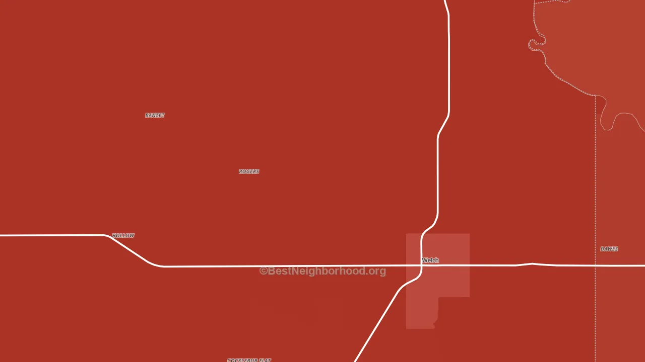 Welch, OK block-group political-lean map