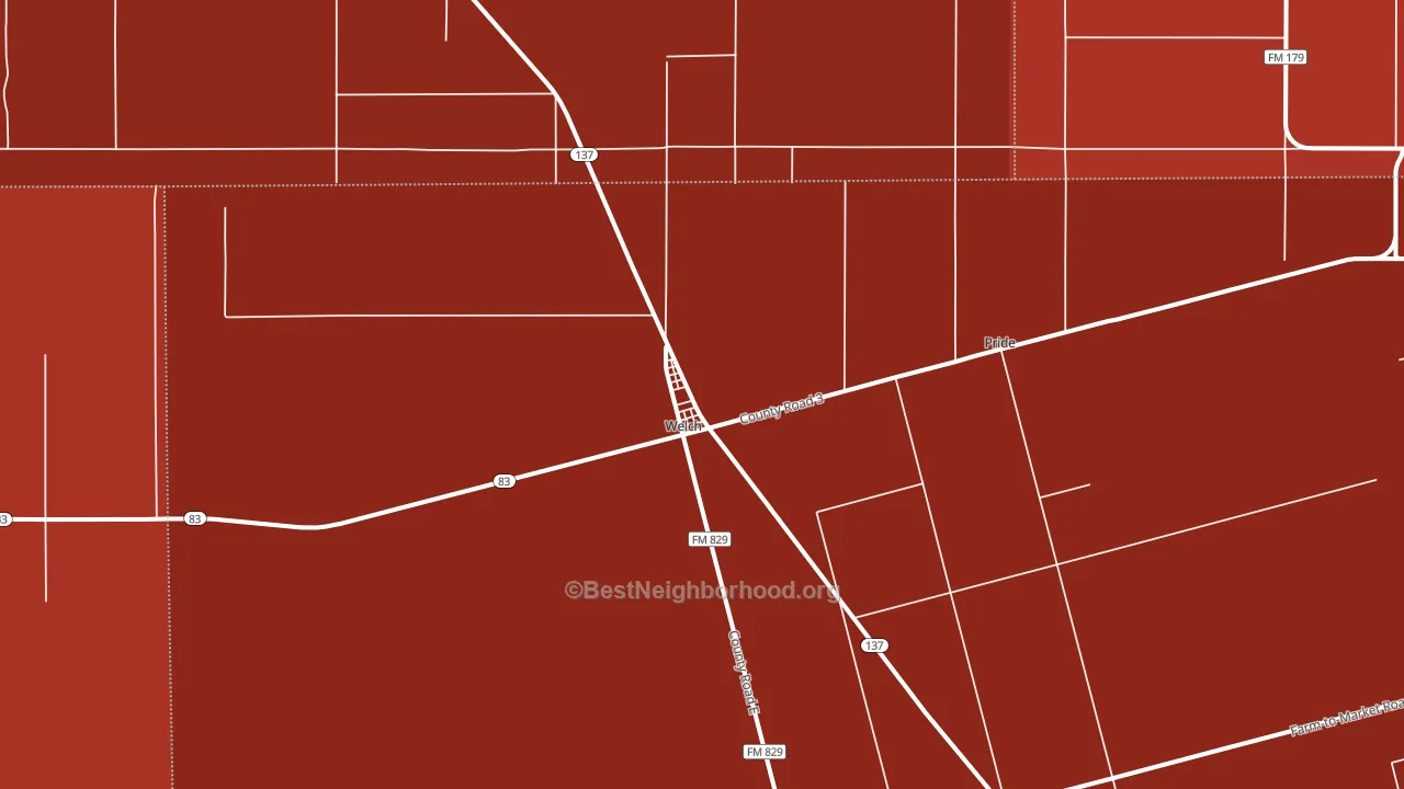Welch, TX block-group political-lean map