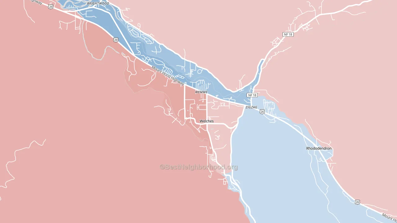 Welches, OR block-group political-lean map
