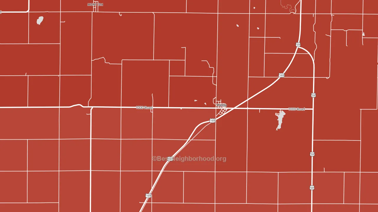 Welda, KS block-group political-lean map