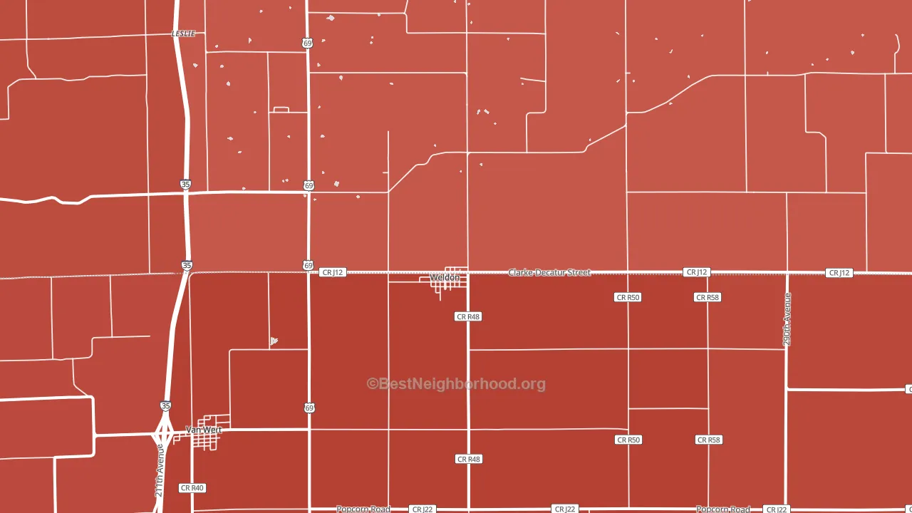 Weldon, IA block-group political-lean map