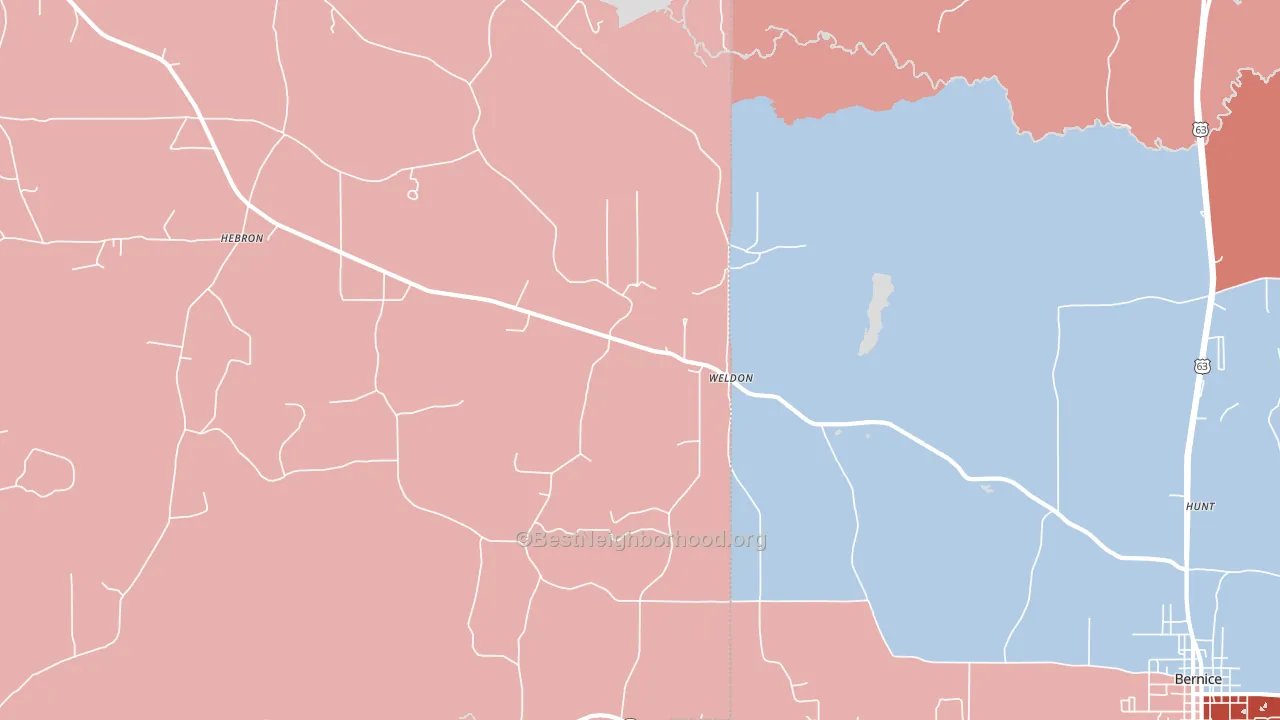Weldon, LA block-group political-lean map