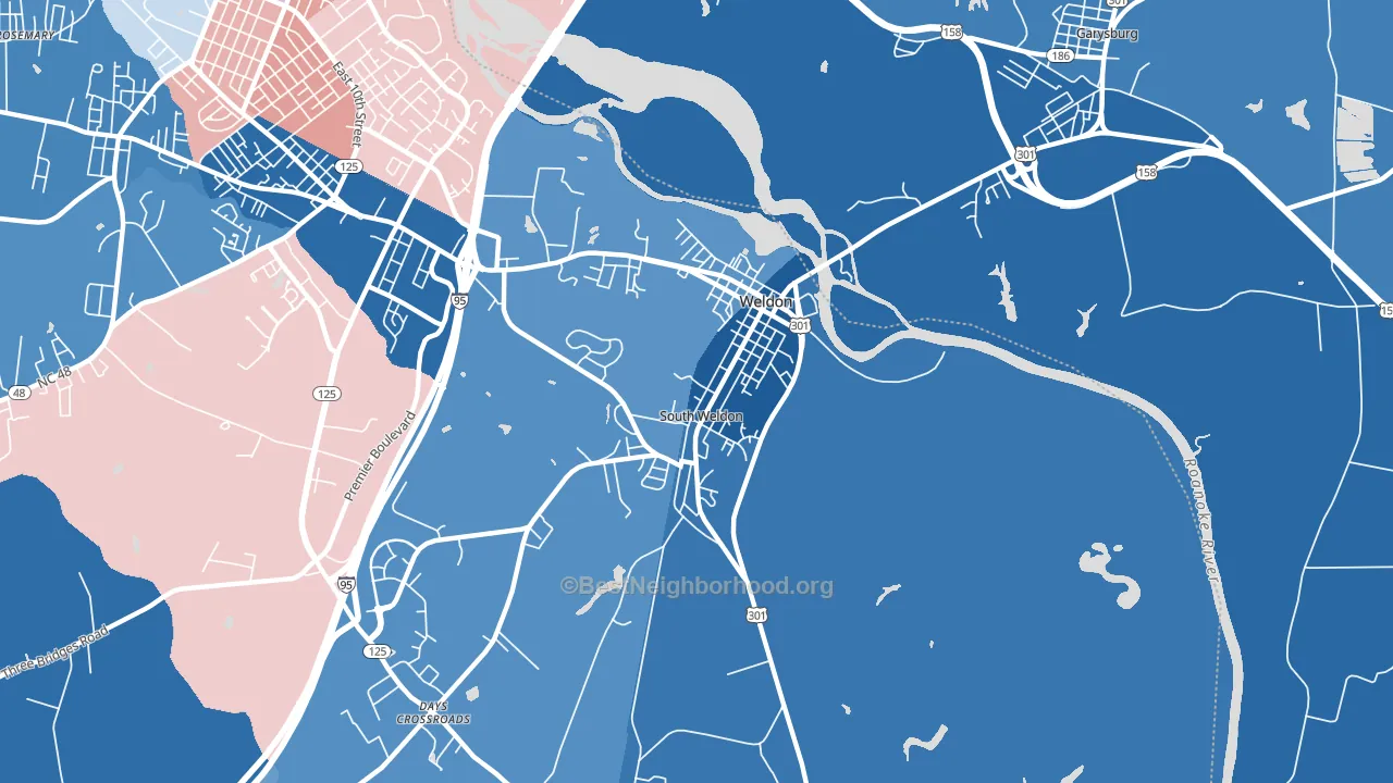 Weldon, NC block-group political-lean map
