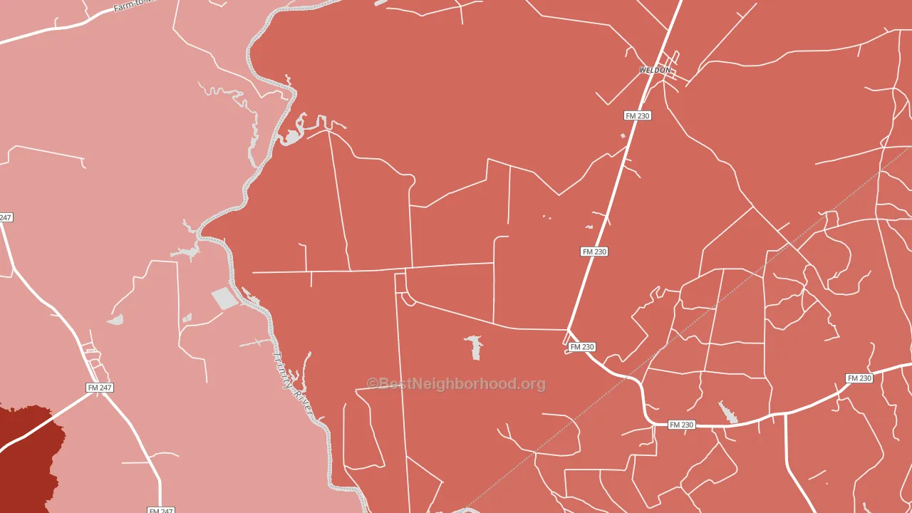 Weldon, TX block-group political-lean map