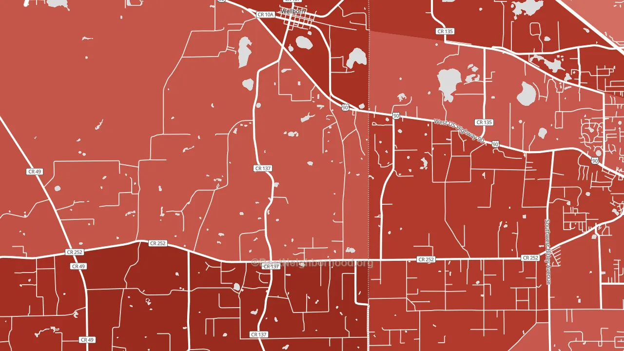 Wellborn, FL block-group political-lean map
