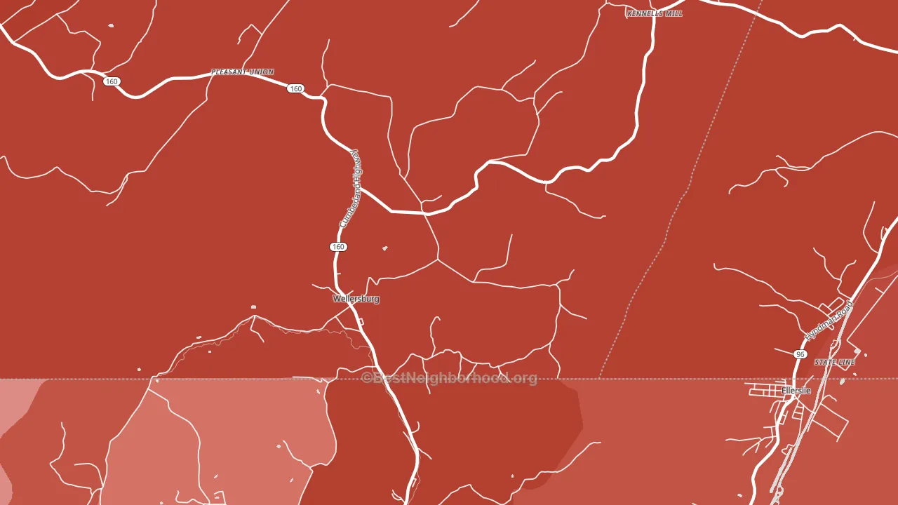 Wellersburg, PA block-group political-lean map