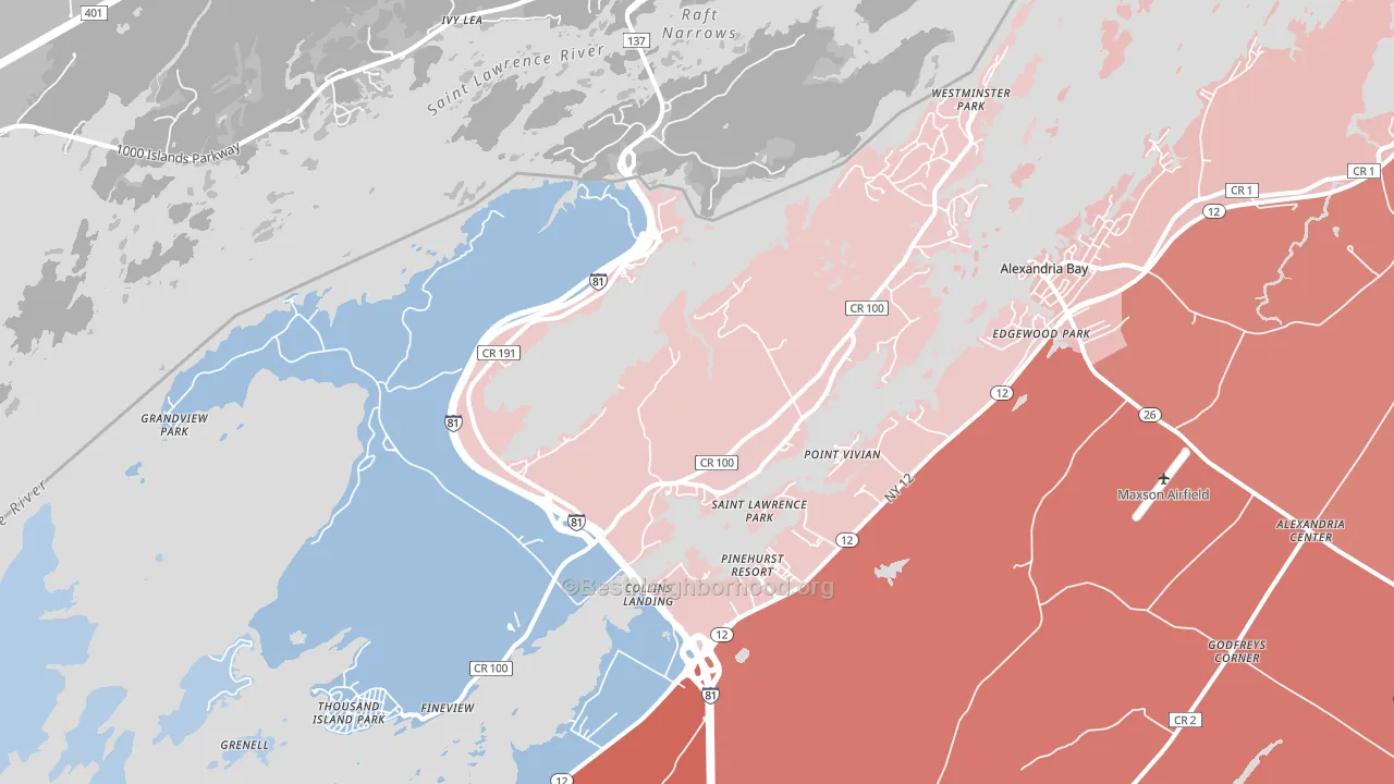 Wellesley Island, NY block-group political-lean map