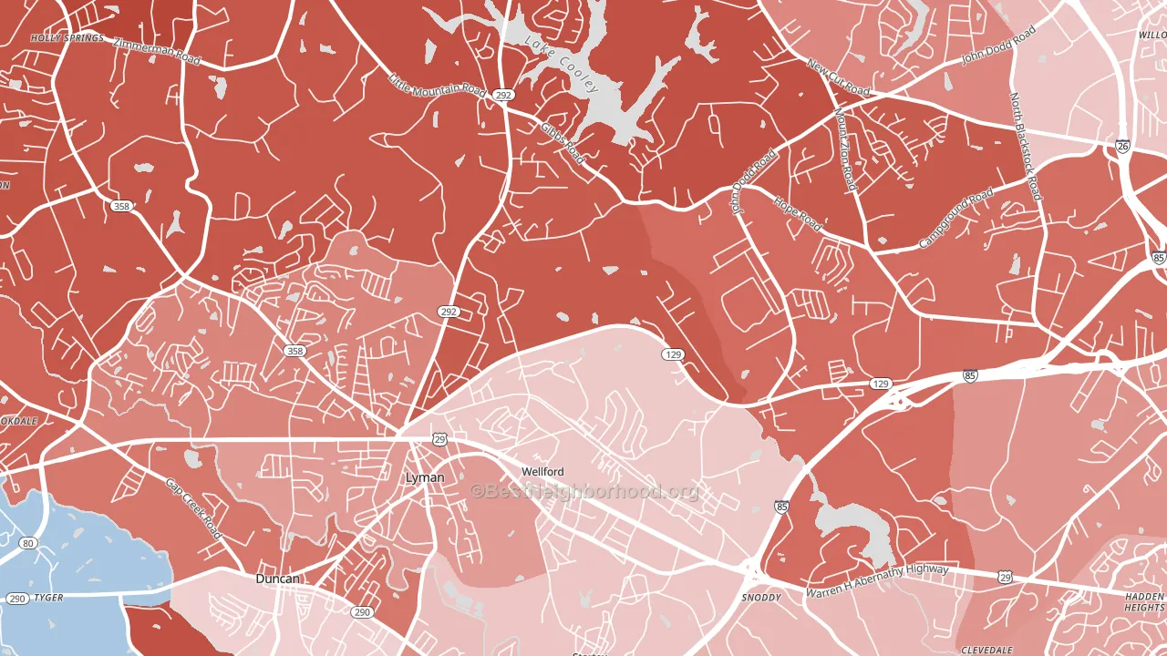 Wellford, SC block-group political-lean map