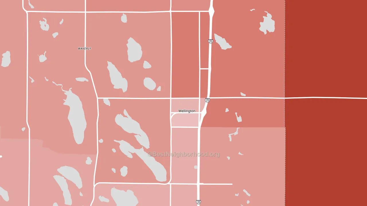 Wellington, CO block-group political-lean map