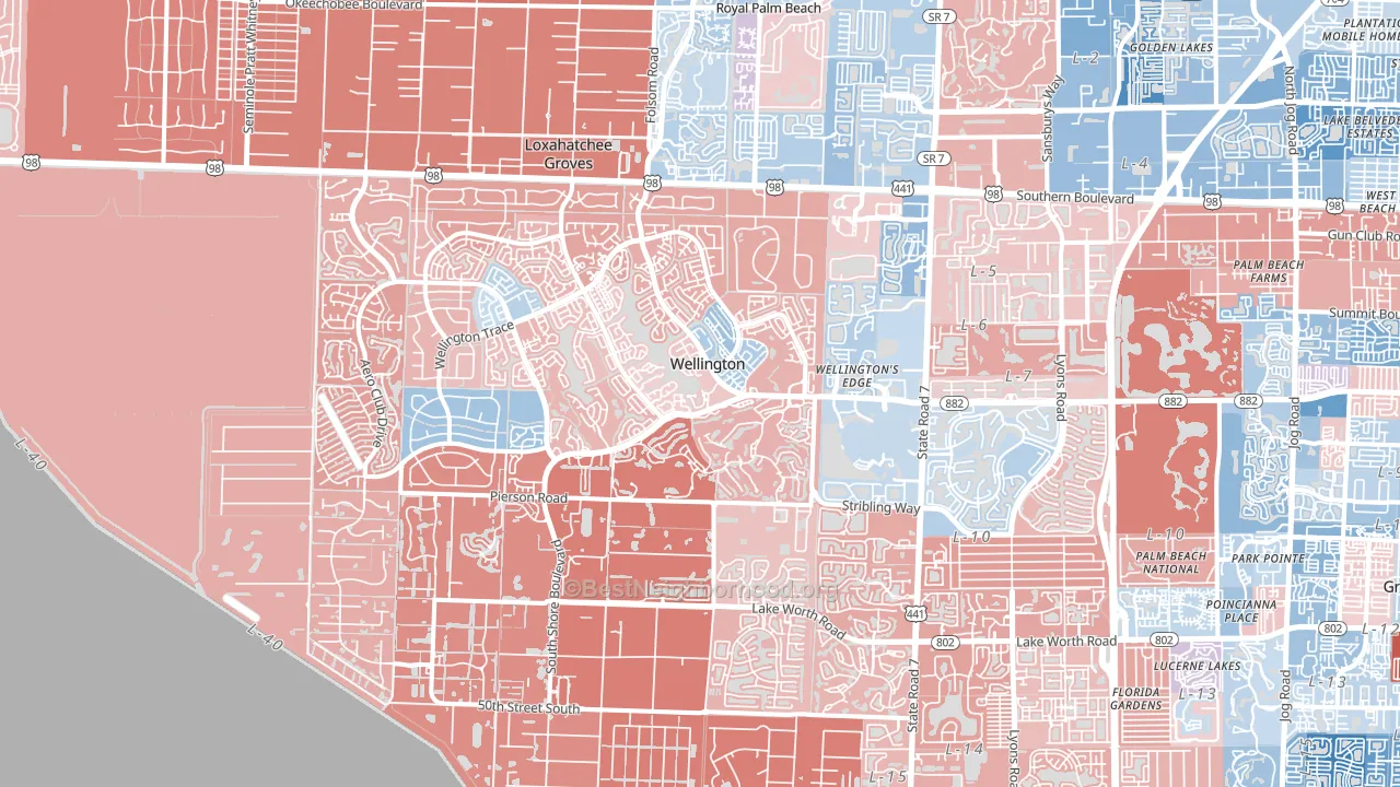 Wellington, FL block-group political-lean map