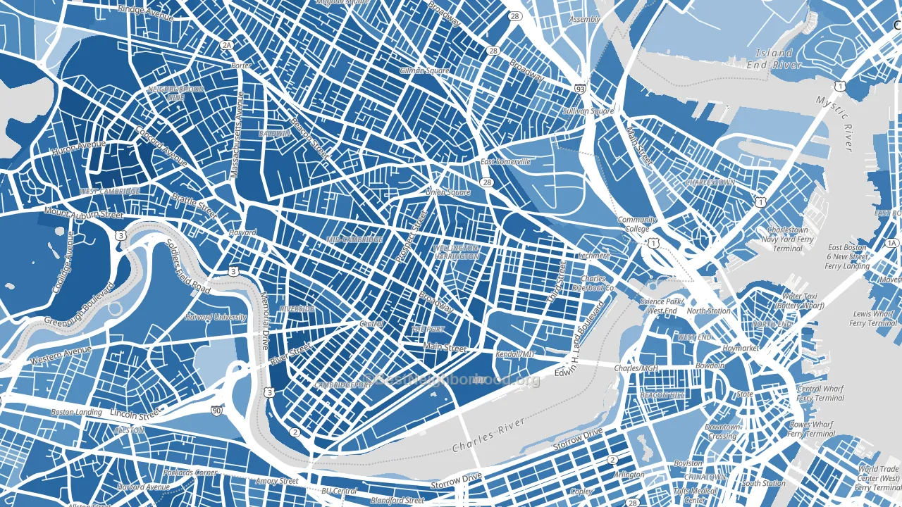 Wellington-Harrington, Cambridge, MA block-group political-lean map