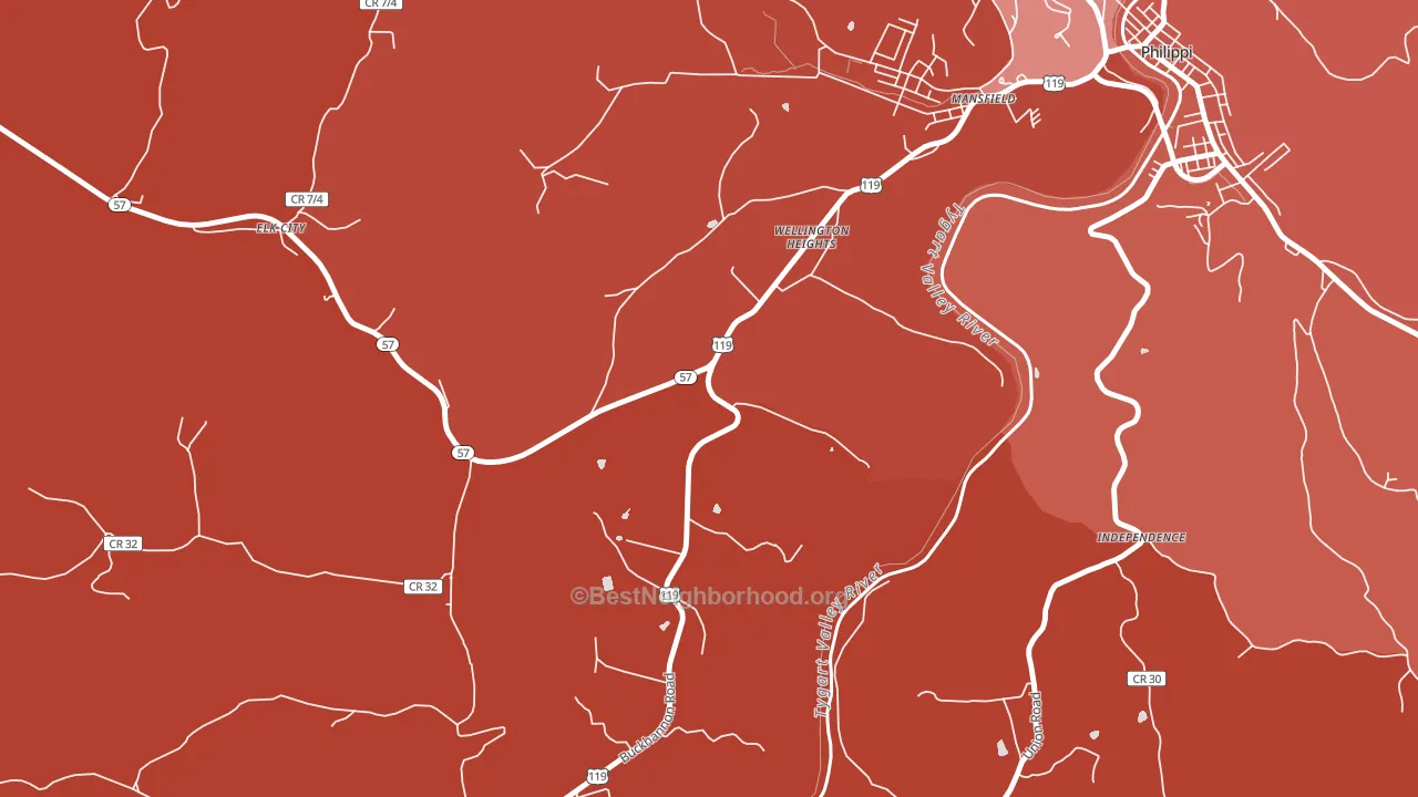 Wellington Heights, WV block-group political-lean map