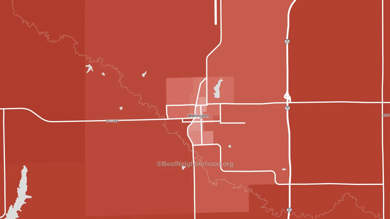 Wellington, KS block-group political-lean map