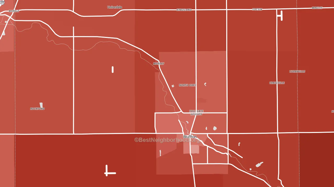 Wells County, IN block-group political-lean map