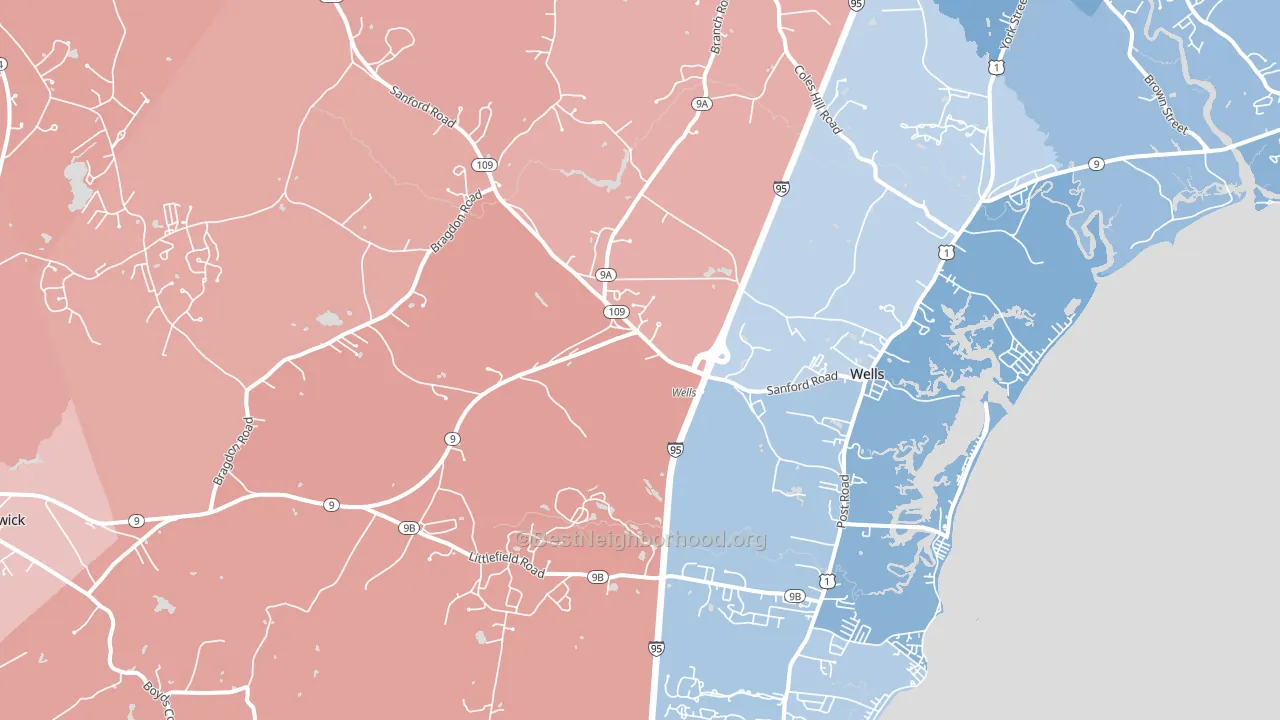 Wells, ME block-group political-lean map