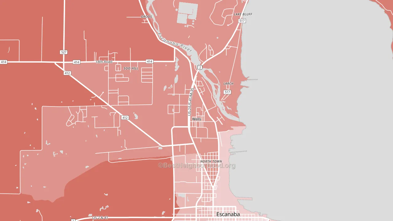Wells, MI block-group political-lean map