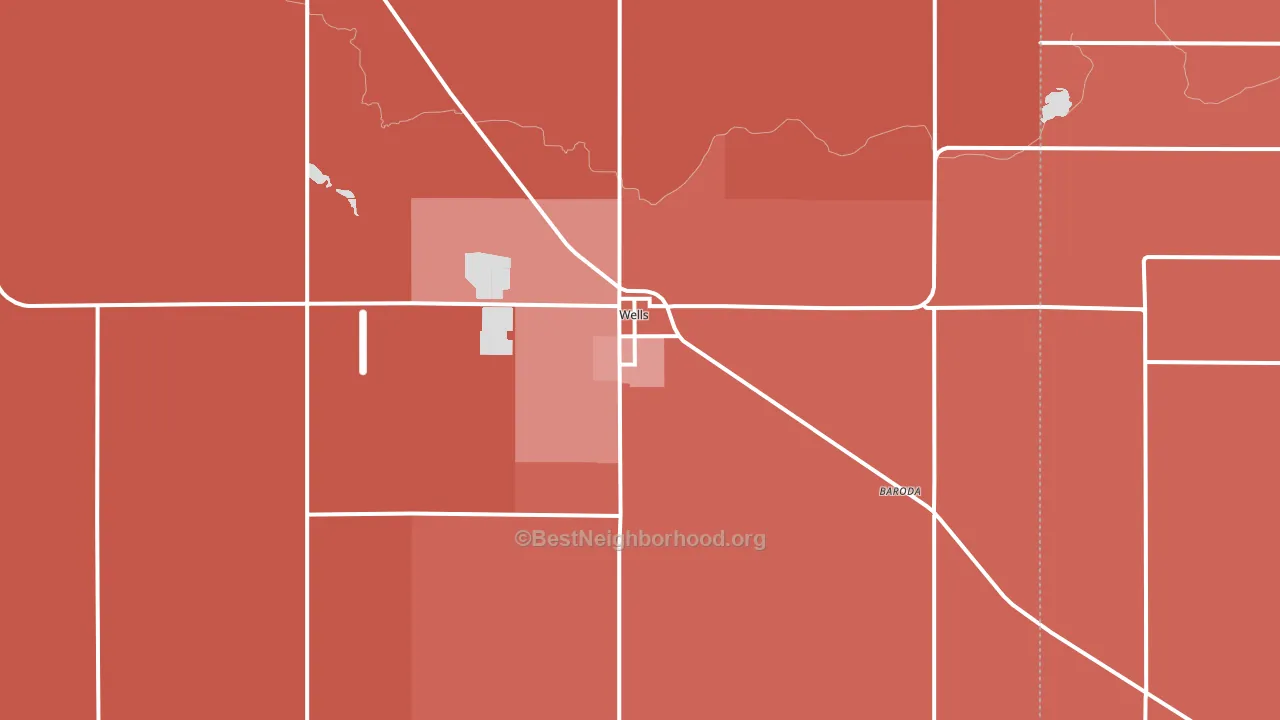 Wells, MN block-group political-lean map