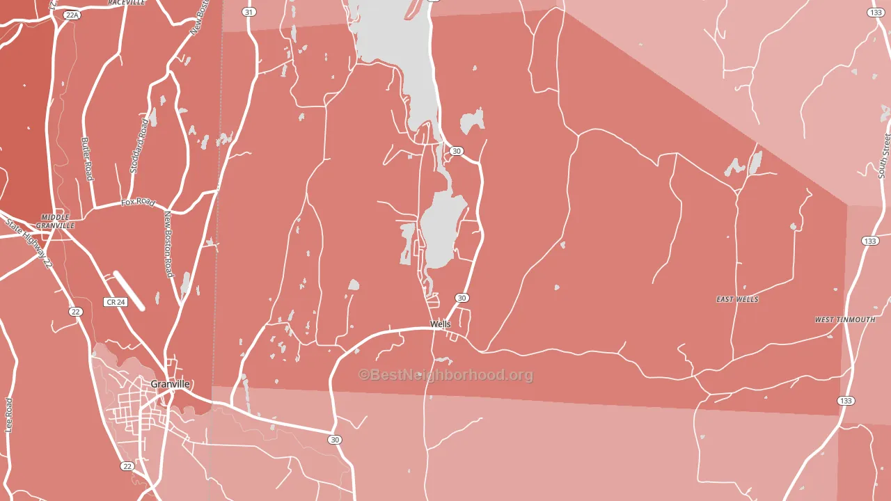 Wells, VT block-group political-lean map