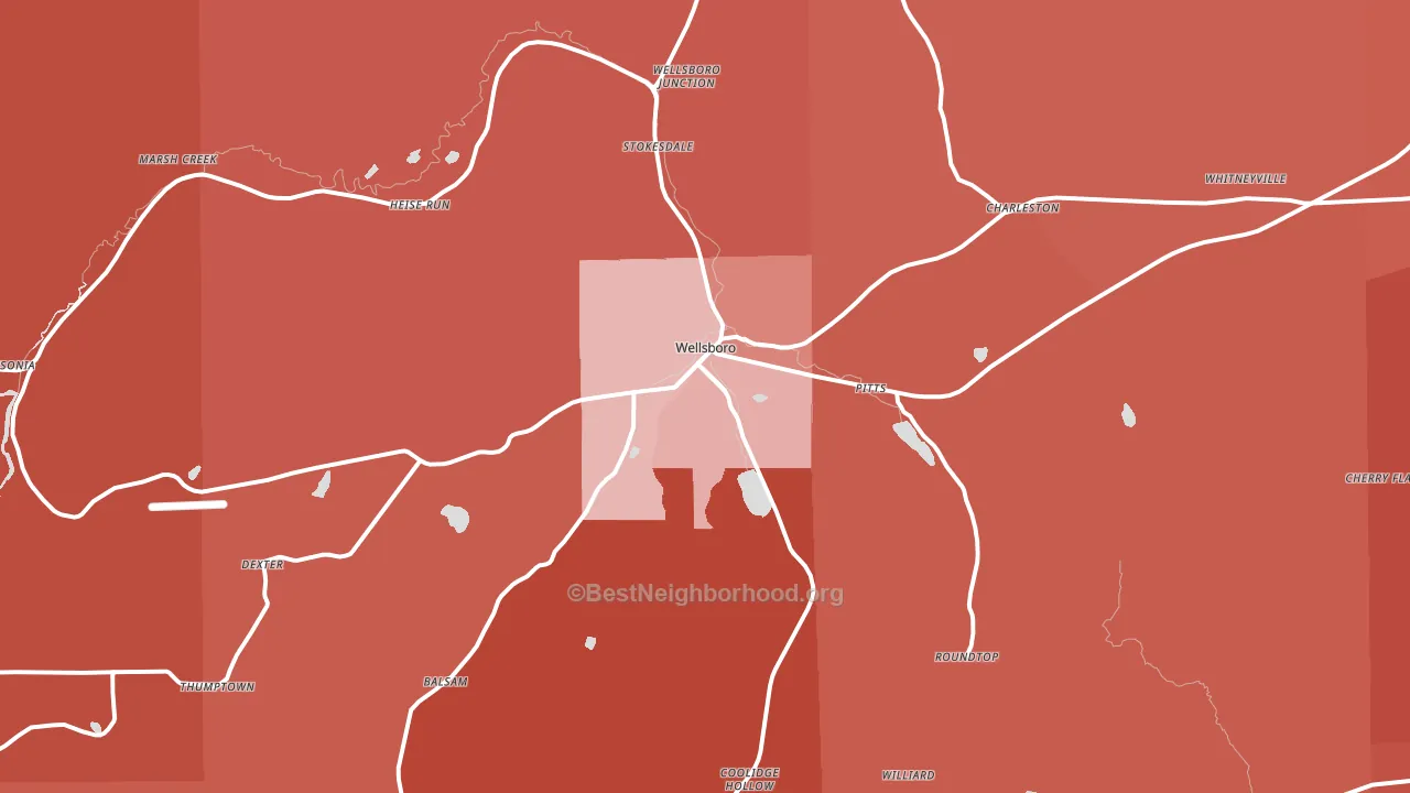 Wellsboro, PA block-group political-lean map
