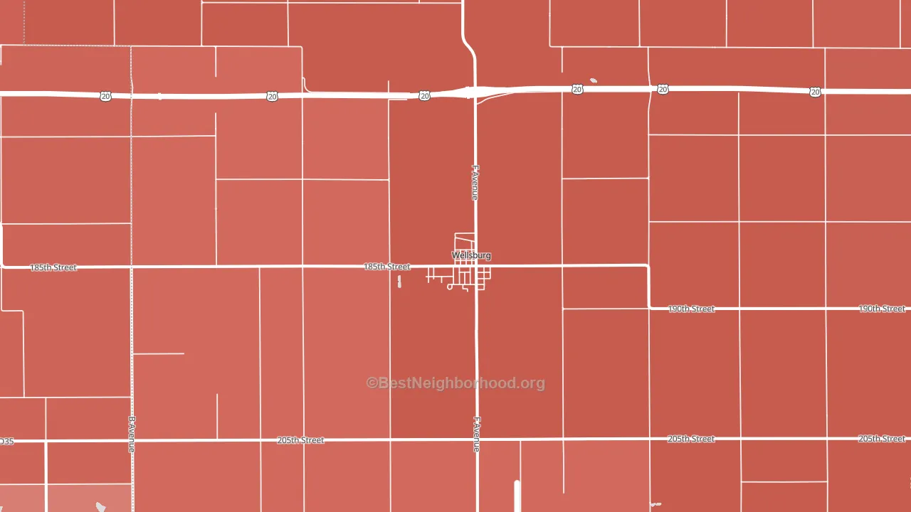 Wellsburg, IA block-group political-lean map