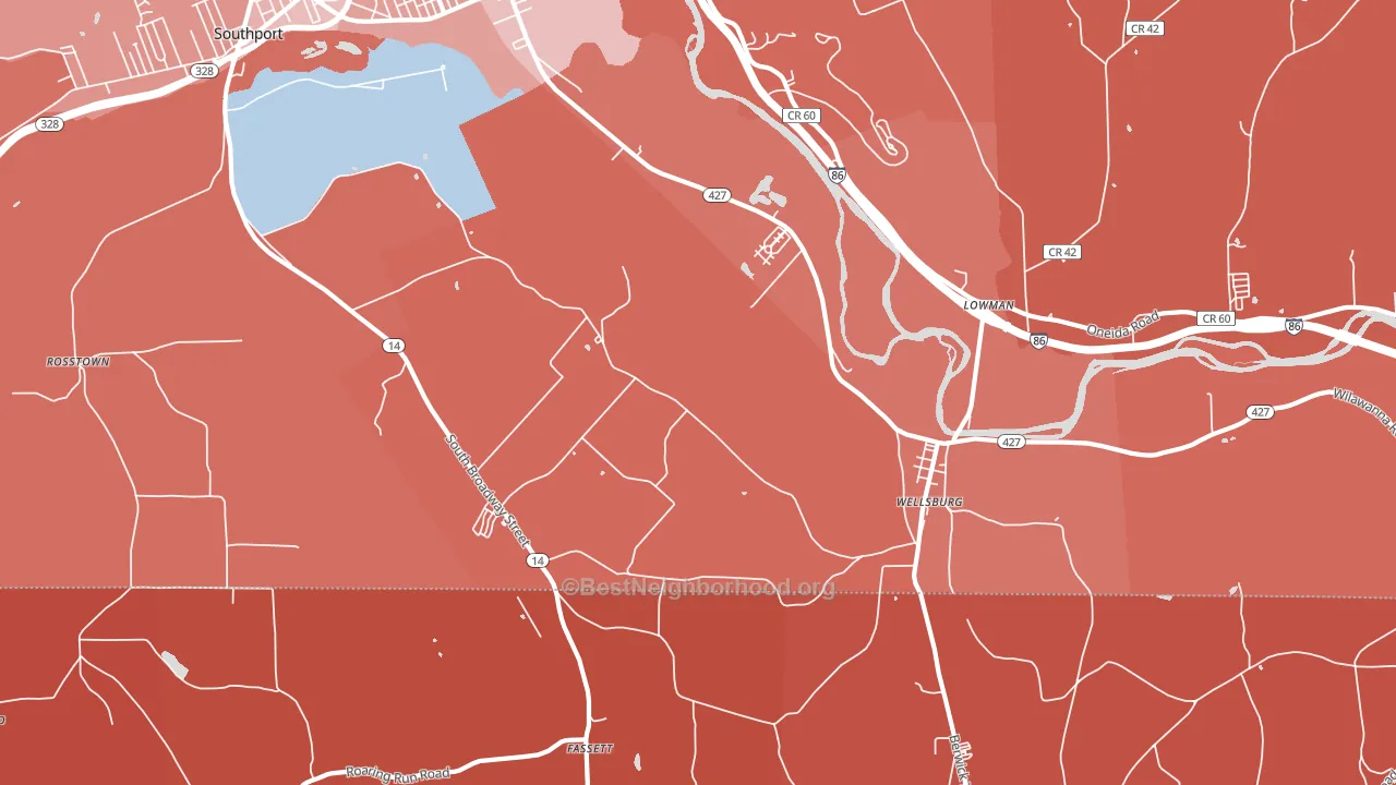 Wellsburg, NY block-group political-lean map