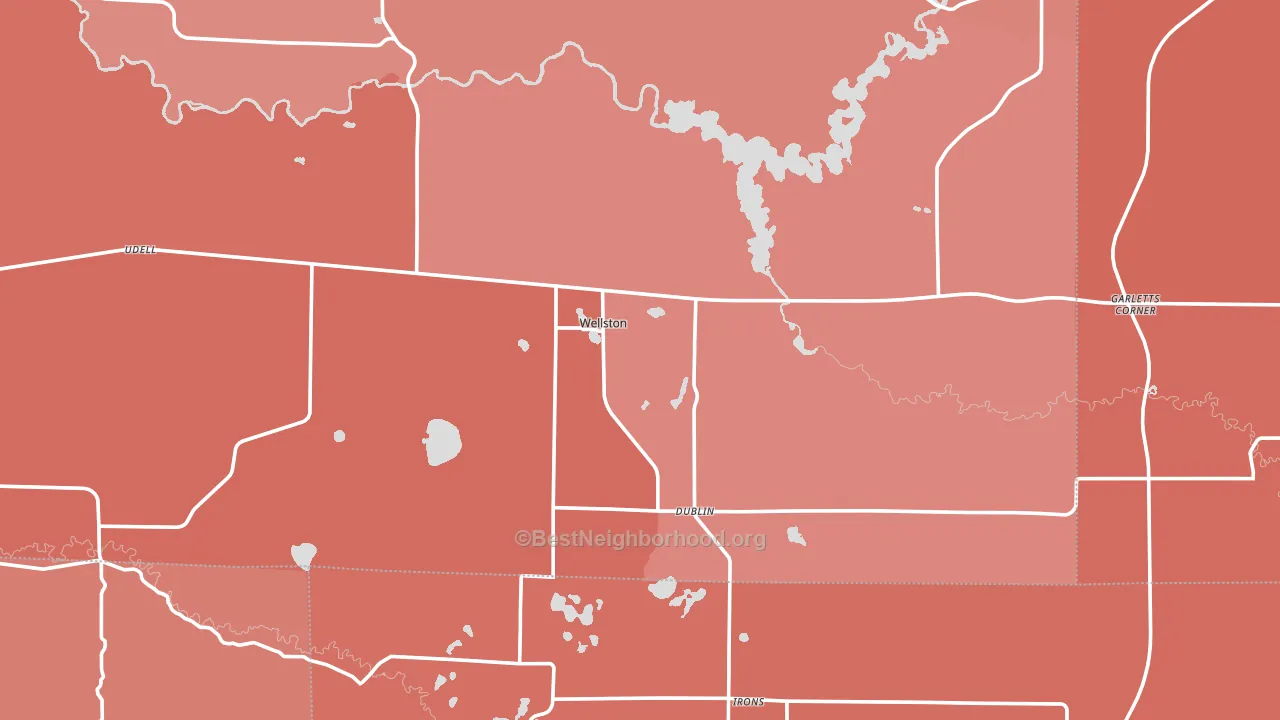 Wellston, MI block-group political-lean map