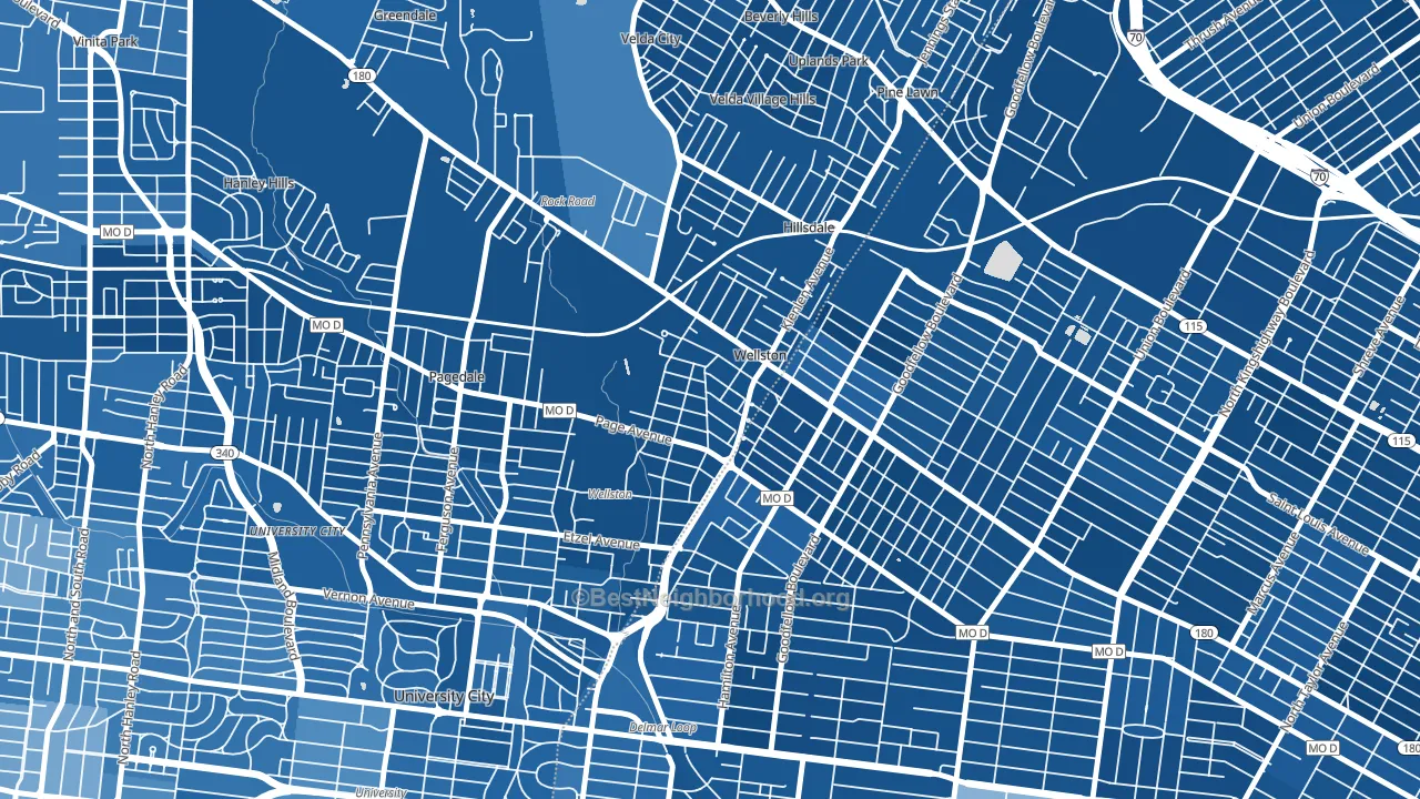Wellston, MO block-group political-lean map