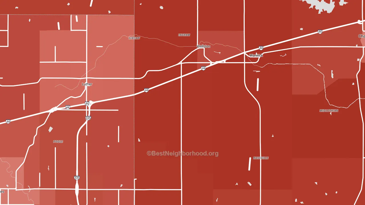 Wellston, OK block-group political-lean map