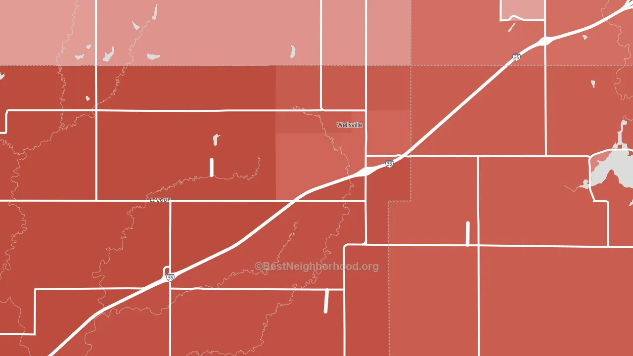 Wellsville, KS block-group political-lean map