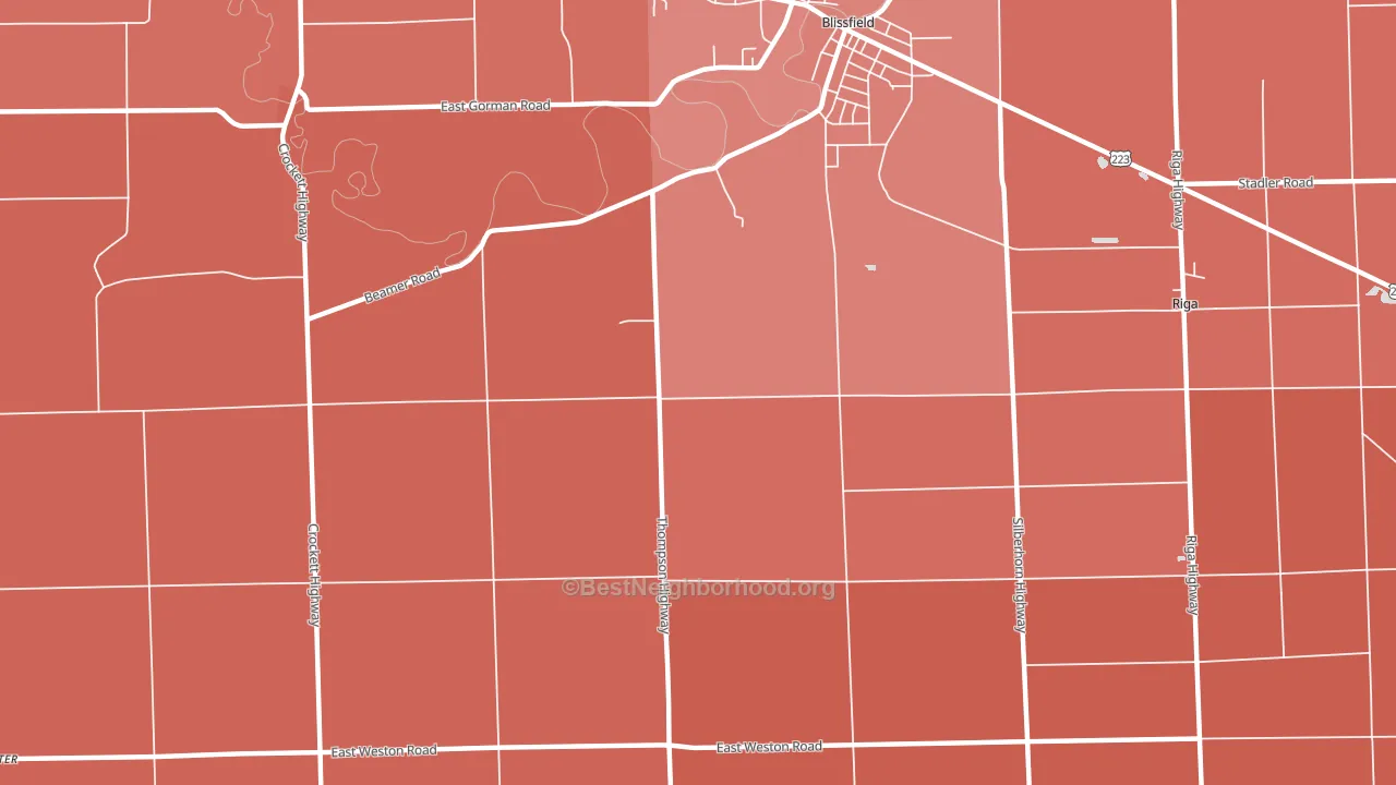 Wellsville, MI block-group political-lean map