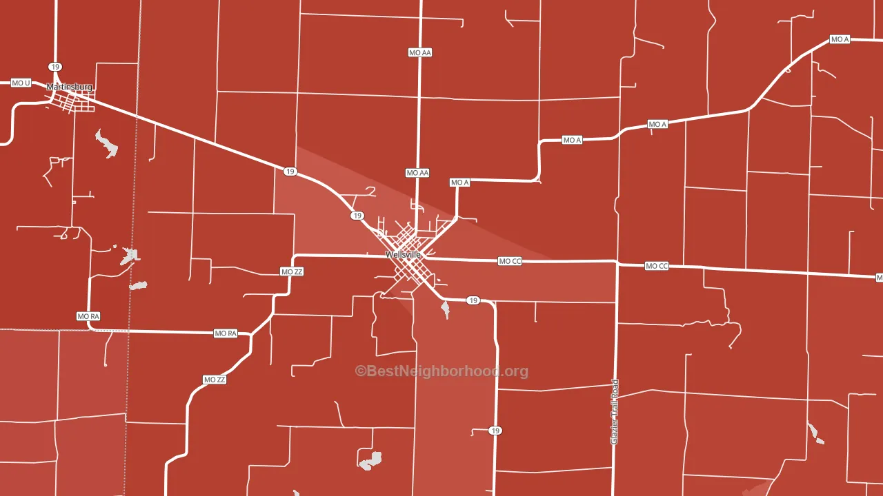 Wellsville, MO block-group political-lean map