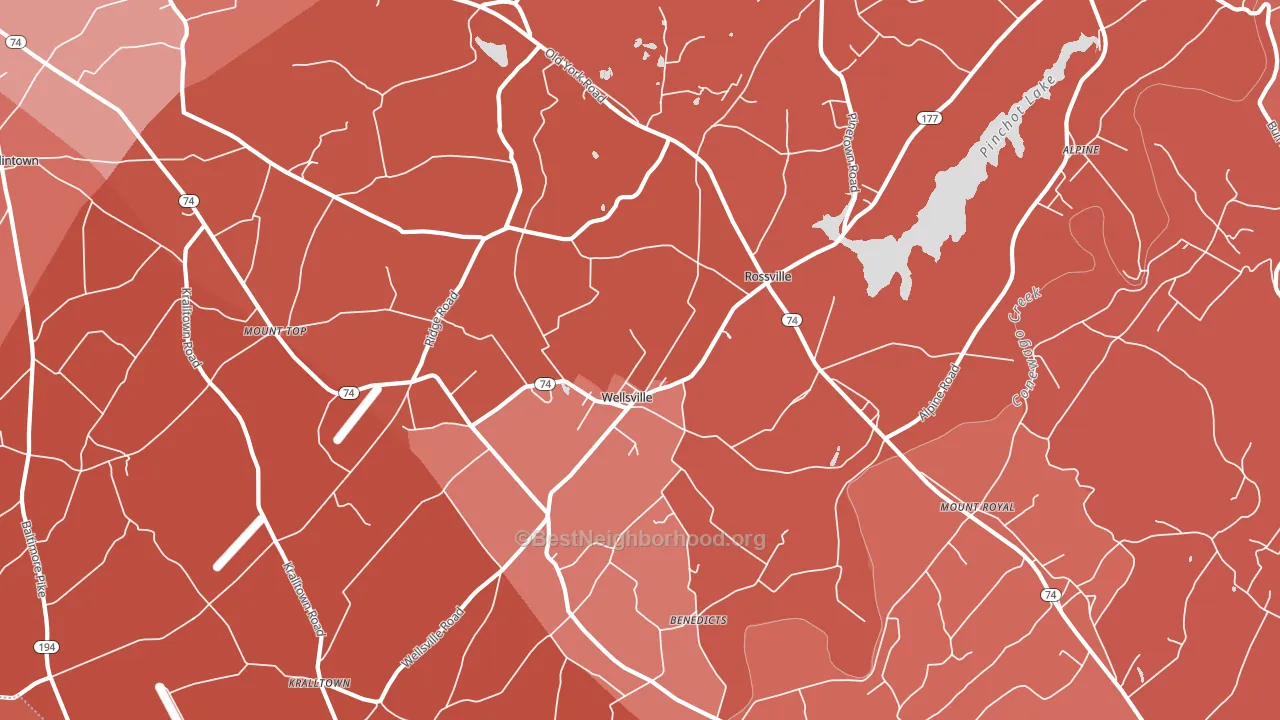 Wellsville, PA block-group political-lean map